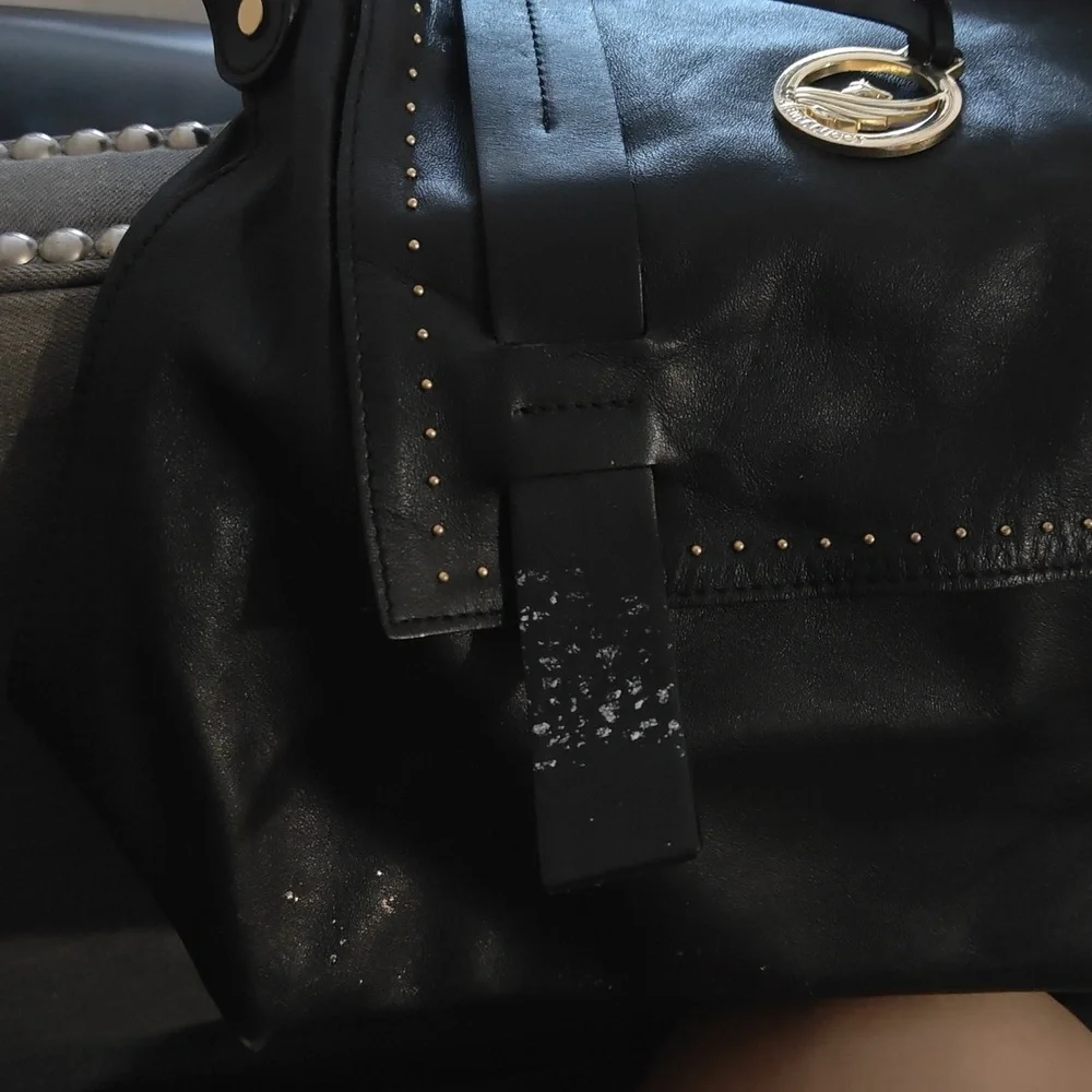 A. Bellucci Studded Italian Leather Satchel Flap Hobo Shoulder Bag - Picture 2 of 7